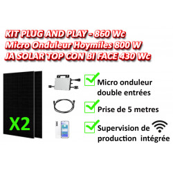 Pack 2 panneaux plug and play / Hoymiles HMS-800W / JA SOLAR TOP CON BIFACE 430Wc
