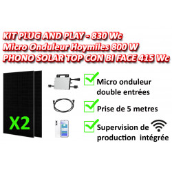 Pack 2 panneaux plug and play / Hoymiles HMS-800W / Phono SOLAR TOP CON BIFACE 415 Wc