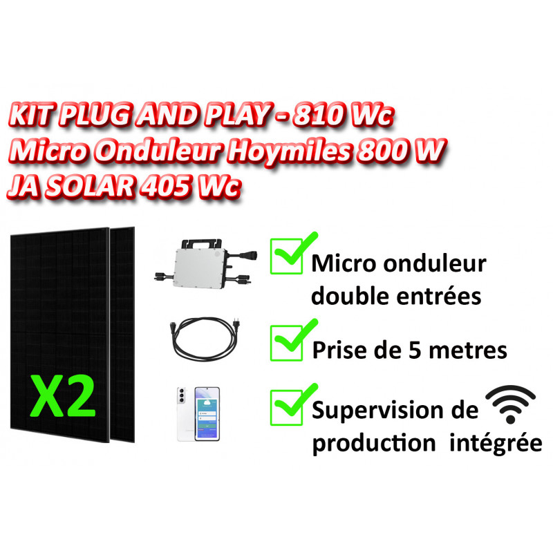 Pack 2 panneaux plug and play / Hoymiles HMS-800W / JA SOLAR  405Wc